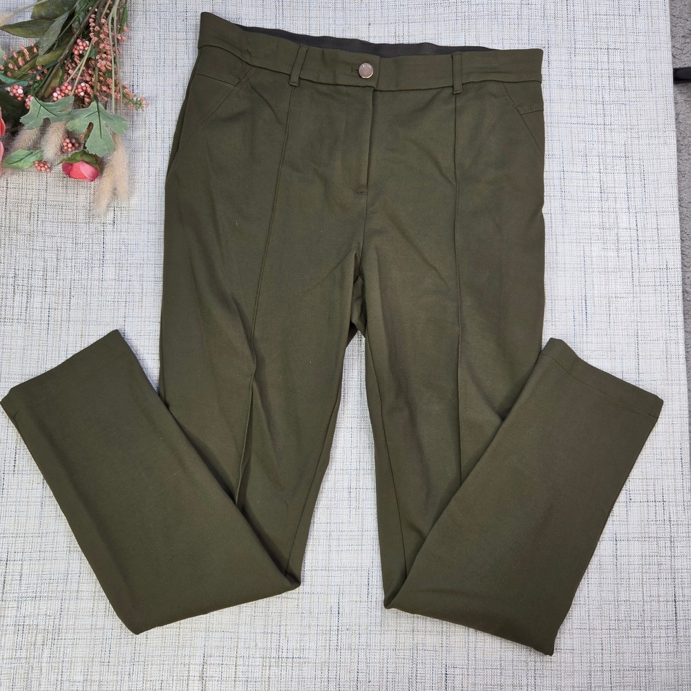 Chicos So Slimming Juliet Ankle Pants Olive Green Straight Leg Size 1.5 Regular
